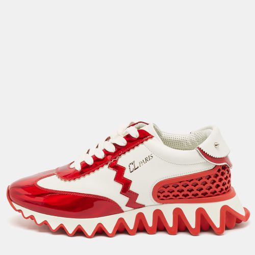 Christian Louboutin White/Red Leather and Rubber Loubishark Lace Up Sneakers Size 39.5 - Christian Louboutin - Modalova