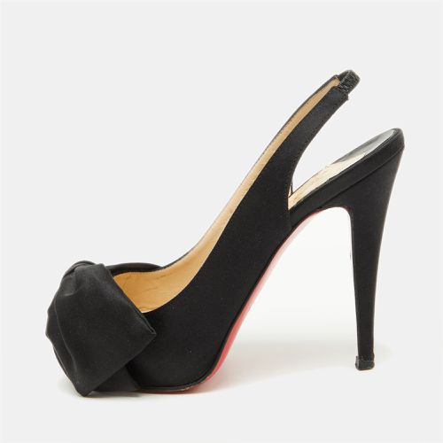 Christian Louboutin Black Satin Bow Peep Toe Platform Slingback Pumps Size 36 - Christian Louboutin - Modalova