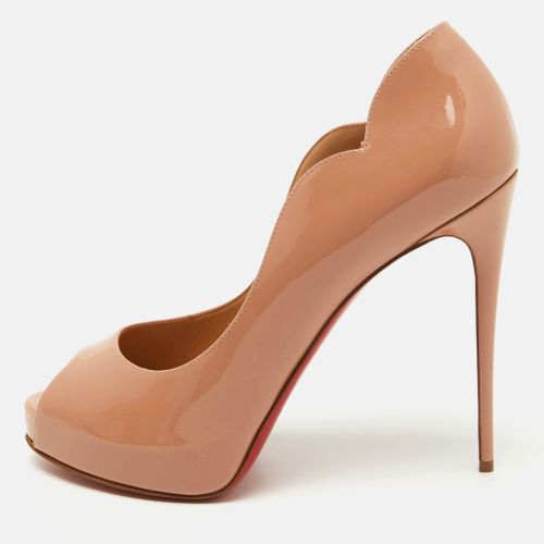 Christian Louboutin Nude Patent Leather Hot Chick Alta Peep Toe Pumps Size 40 - Christian Louboutin - Modalova