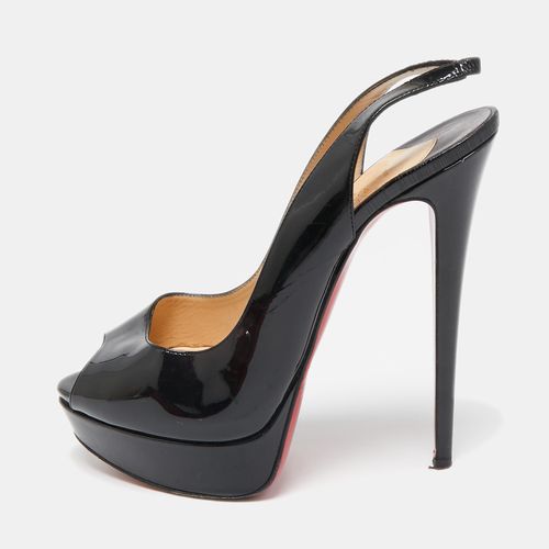 Christian Louboutin Black Patent Leather Lady Peep Sling Peep Toe Pumps Size 40 - Christian Louboutin - Modalova