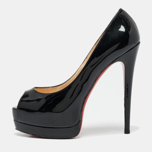 Christian Louboutin Black Patent Leather Lady Peep Toe Platform Pumps Size 38.5 - Christian Louboutin - Modalova