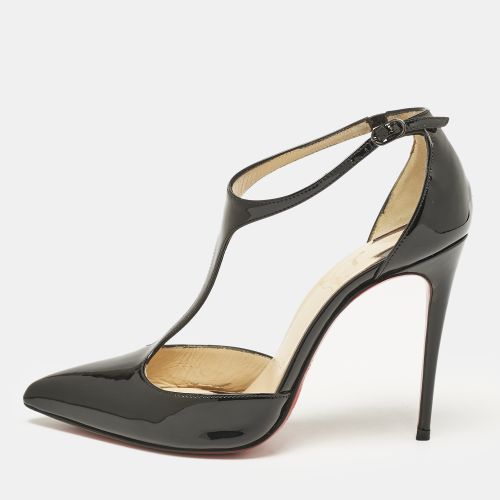 Christian Louboutin Black Patent Leather Pointed Toe T-Strap Pumps Size 35.5 - Christian Louboutin - Modalova