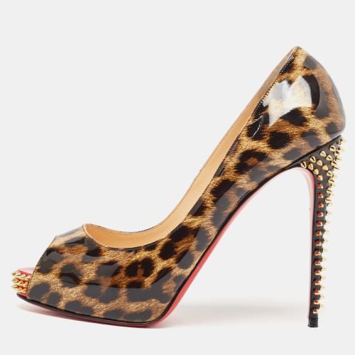 Christian Louboutin Brown Patent Leather Very Prive Peep Toe Pumps Size 40 - Christian Louboutin - Modalova