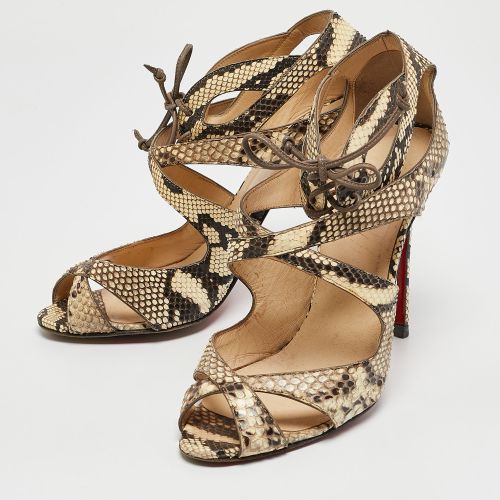 Beige Python Leather Ankle Strap Sandals Size 38.5 - Christian Louboutin - Modalova