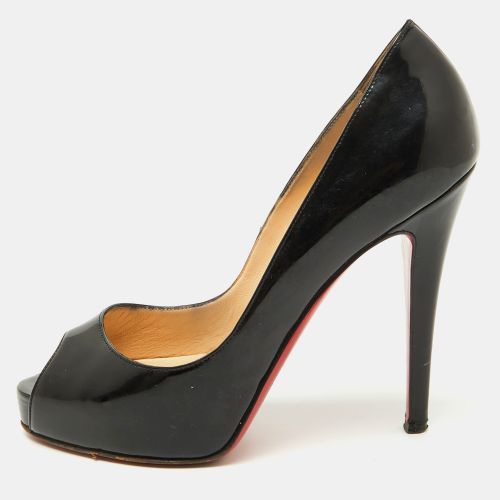 Christian Louboutin Black Patent Leather Very Prive Peep Toe Platform Pumps Size 37 - Christian Louboutin - Modalova