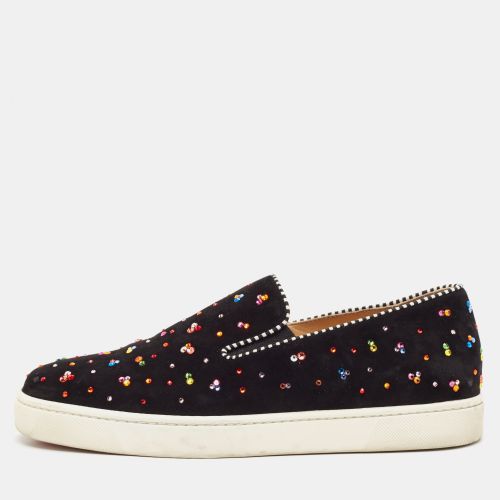 Christian Louboutin Black Suede Crystal Boat Slip On Sneakers Size 40 - Christian Louboutin - Modalova