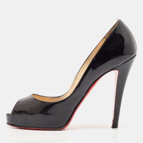 Christian Louboutin Black Patent Leather Very Prive Peep Toe Pumps Size 37.5 - Christian Louboutin - Modalova