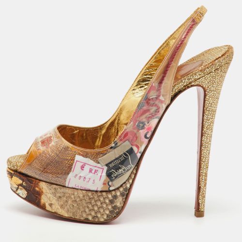 Christian Louboutin Multicolor PVC and Python Eco Trash Peep Toe Platform Slingback Sandals Size 38 - Christian Louboutin - Modalova