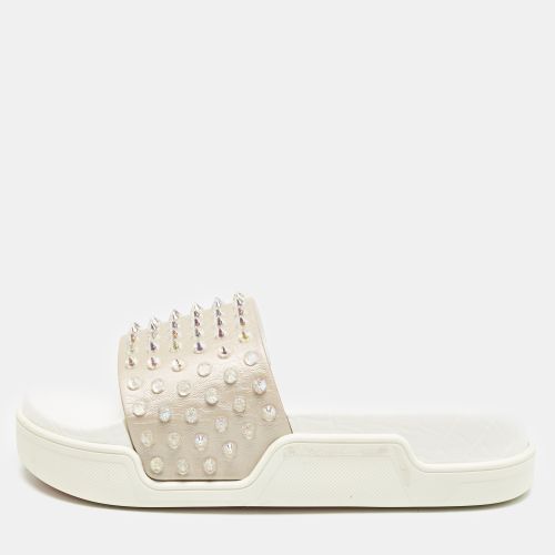 Christian Louboutin White Leather Pool Fun Flat Slides Size 37 - Christian Louboutin - Modalova