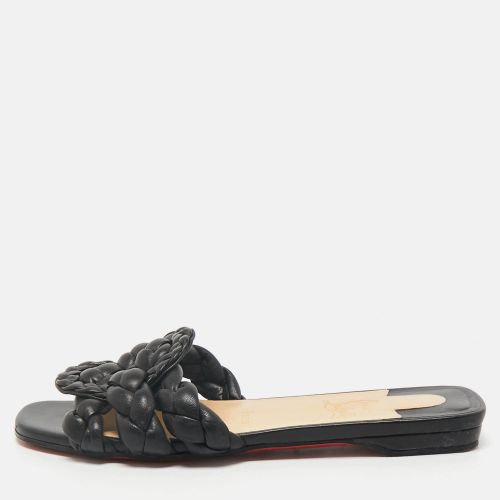 Christian Louboutin Black Woven Leather Marmella Flat Slides Size 36 - Christian Louboutin - Modalova