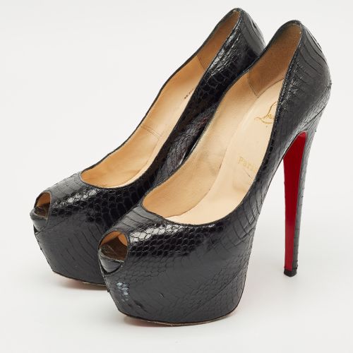 Python Lady Highness Peep Toe Pumps Size 39.5 - Christian Louboutin - Modalova