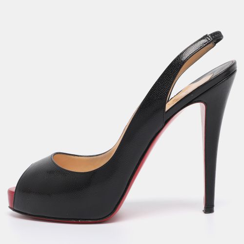 Christian Louboutin Black Leather No Prive Peep Toe Slingback Pumps Size 39.5 - Christian Louboutin - Modalova