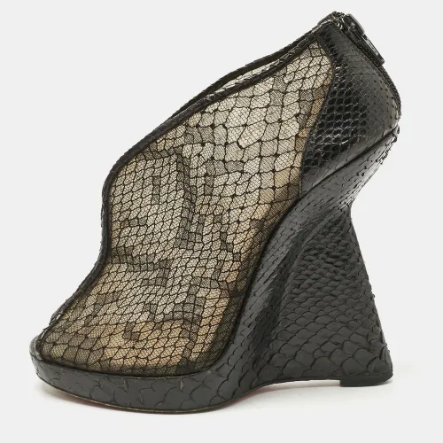 Janet Size 36 Lace, Mesh and Python Leather Wedge Pumps - Christian Louboutin - Modalova