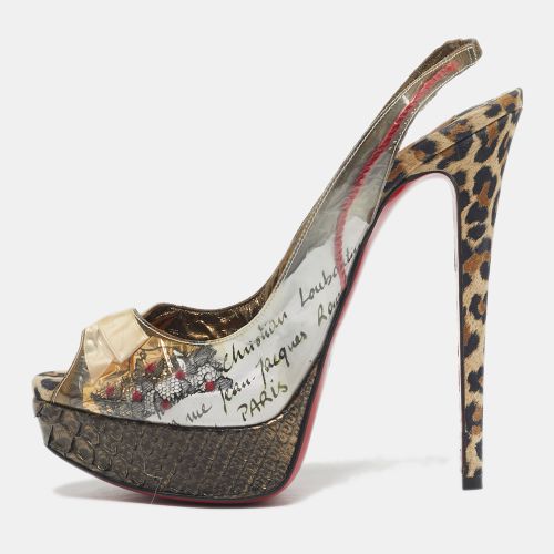 Christian Louboutin Multicolor Python Leather and PVC Eco Trash Platform Pumps Size 38.5 - Christian Louboutin - Modalova