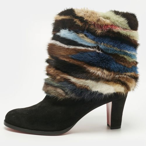 Christian Louboutin Black Mink Fur and Suede Alexandra 70 Mink Ankle Length Boots Size 41 - Christian Louboutin - Modalova