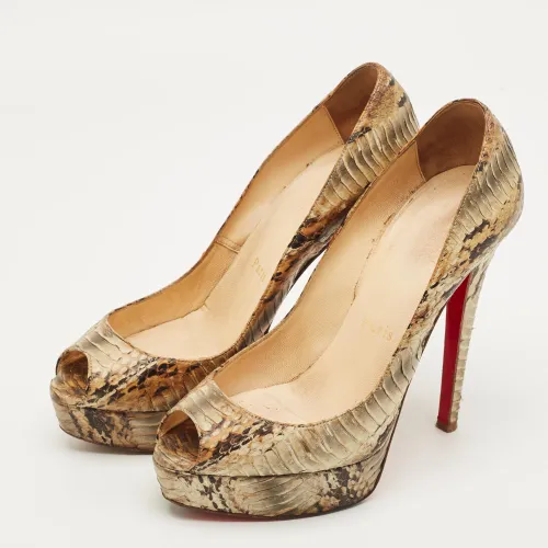 Lady Peep Size 37 Python Leather Platform Pumps - Christian Louboutin - Modalova