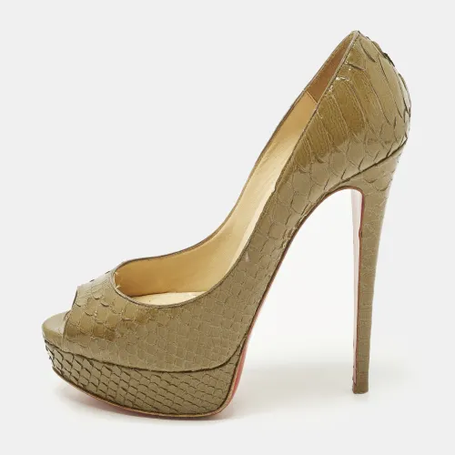 Lady Peep Size 38.5 Python Leather Peep Toe Pumps - Christian Louboutin - Modalova