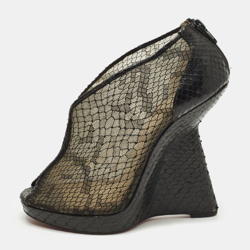 Janet Size 39.5 Mesh and Python Leather Ankle Length Boots - Christian Louboutin - Modalova