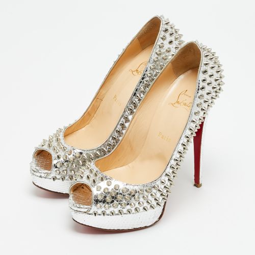 Lady Peep Spikes Size 39.5 Python Leather Platform Pumps - Christian Louboutin - Modalova