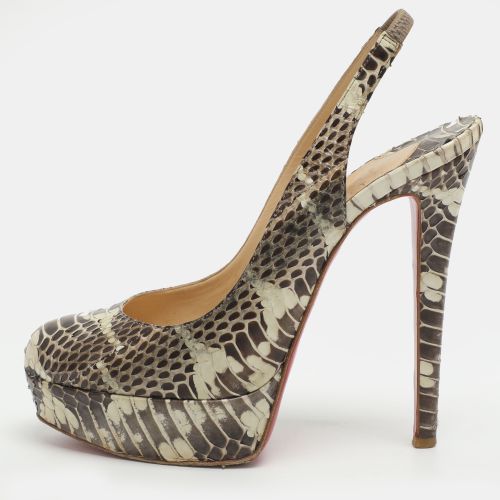 Bianca Size 37 Two Tone Python Leather Slingback Platform Sandals - Christian Louboutin - Modalova