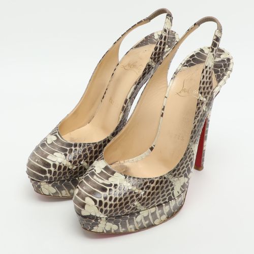 Bianca Size 37 Two Tone Python Leather Slingback Platform Sandals - Christian Louboutin - Modalova