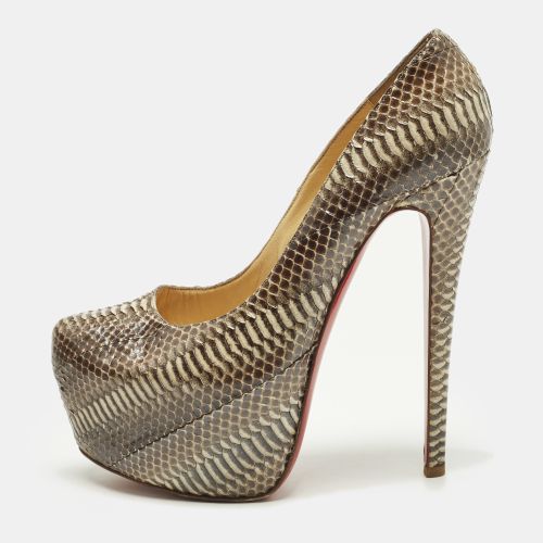 Daffodile Size 38 /Beige Python Leather Platform Pumps - Christian Louboutin - Modalova