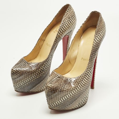 Daffodile Size 38 /Beige Python Leather Platform Pumps - Christian Louboutin - Modalova
