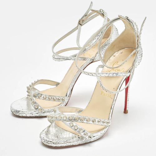 Rosalie Size 37.5 Python Embossed Leather Ankle Strap Sandals - Christian Louboutin - Modalova
