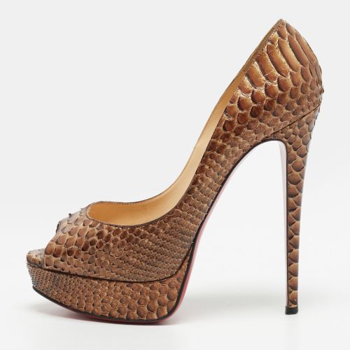 Lady Peep Size 38.5 Python Leather Platform Pumps - Christian Louboutin - Modalova
