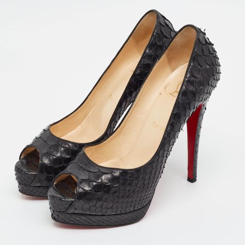 Lady Peep Size 38.5 Python Leather Peep Toe Pumps - Christian Louboutin - Modalova