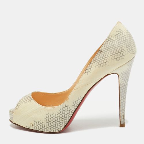 Lady Peep Size 38.5 Python Embossed Leather Peep Toe Pumps - Christian Louboutin - Modalova