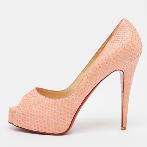 Very Prive Size 38.5 Python Leather Peep Toe Pumps - Christian Louboutin - Modalova