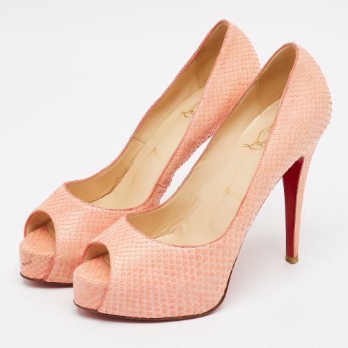 Very Prive Size 38.5 Python Leather Peep Toe Pumps - Christian Louboutin - Modalova