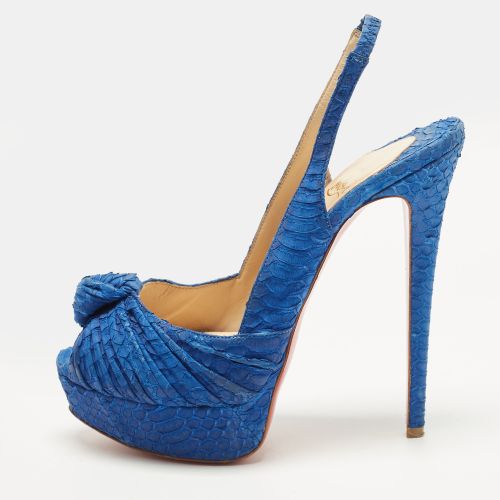 Jenny Size 38.5 Python Leather Peep Toe Pumps - Christian Louboutin - Modalova