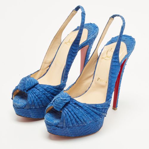 Jenny Size 38.5 Python Leather Peep Toe Pumps - Christian Louboutin - Modalova