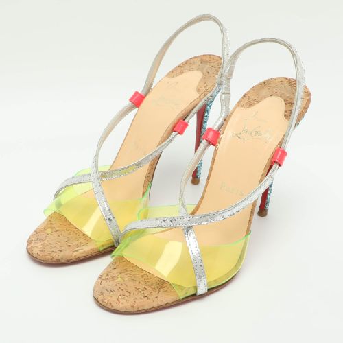 Coup de Bleu Size 38 PVC and Python Slingback Sandals - Christian Louboutin - Modalova