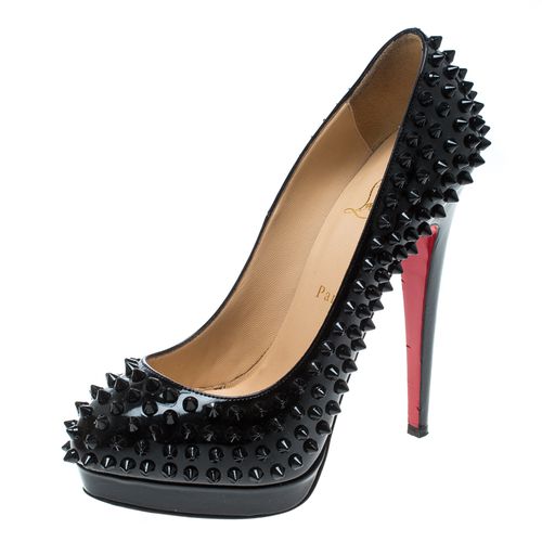 Christian Louboutin Black Patent Leather Alti Spikes Platform Pumps Size 37.5 - Christian Louboutin - Modalova