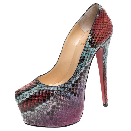 Christian Louboutin Multicolor Python Daffodile Platform Pumps Size 37 - Christian Louboutin - Modalova