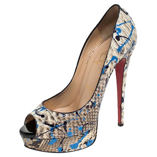 Christian Louboutin Multicolor Python Leather Troca Altareva Lady Peep Toe Platform Pumps Size 38 - Christian Louboutin - Modalova