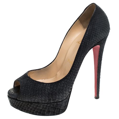 Christian Louboutin Black Python Leather Lady Peep Toe Platform Pumps Size 37.5 - Christian Louboutin - Modalova