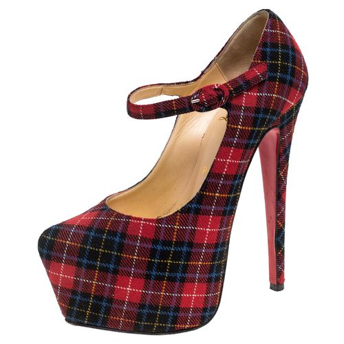 Christian Louboutin Multicolor Wool Blend Check Daffodils Mary Jane Platform Pumps Size 36 - Christian Louboutin - Modalova