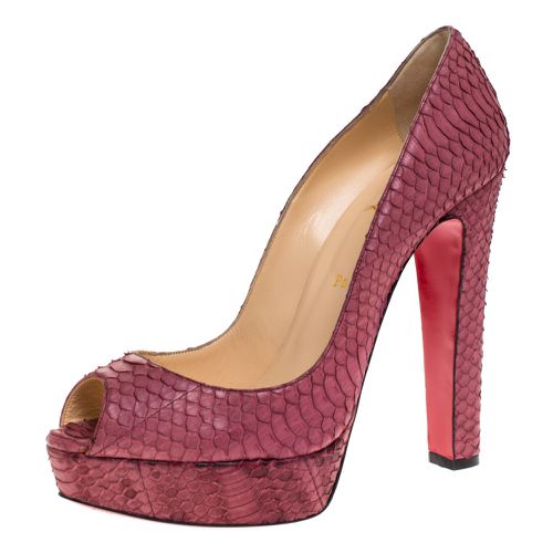 Christian Louboutin Pink Python Leather Lady Peep Toe Platform Pumps Size 41 - Christian Louboutin - Modalova