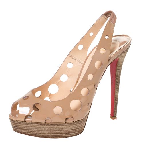 Christian Louboutin Beige Patent Leather Ginza Platform Slingback Sandals Size 39 - Christian Louboutin - Modalova