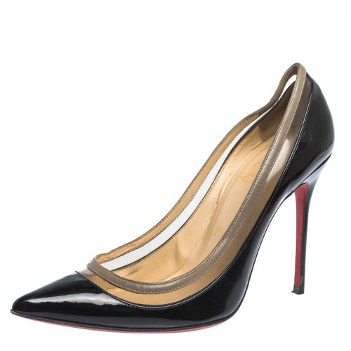 Christian Louboutin Black Patent Leather and PVC Paulina Pointed Toe Pumps Size 36.5 - Christian Louboutin - Modalova