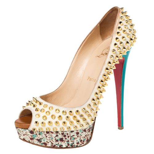 Christian Louboutin Multicolor Lady Peep Toe Spikes Platform Pumps Size 38.5 - Christian Louboutin - Modalova