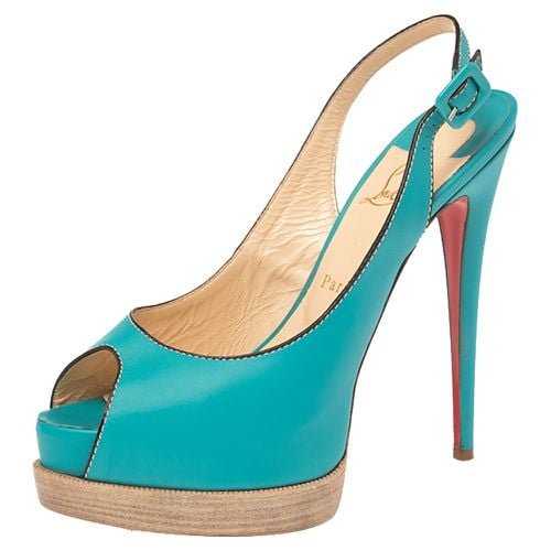 Christian Louboutin Turqouise Leather Peep Toe Platform Slingback Sandals Size 40 - Christian Louboutin - Modalova