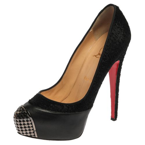 Christian Louboutin Black Leather And Pony Hair Maggie Platform Pumps Size 38 - Christian Louboutin - Modalova