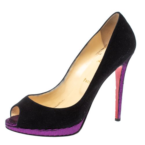 Christian Louboutin Black Suede Yolanda Peep Toe Pumps Size 39.5 - Christian Louboutin - Modalova