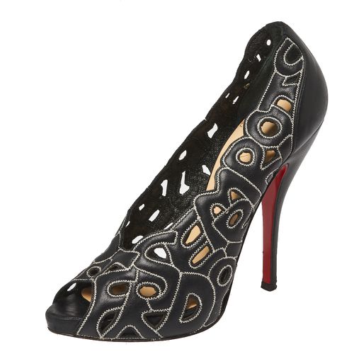 Christian Louboutin Black Letter Leather Tell Me Cutout Pumps Size 36 - Christian Louboutin - Modalova