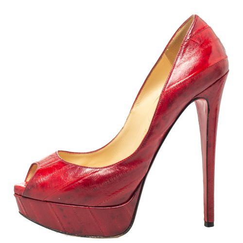 Eel Leather Lady Peep Toe Platform Pumps Size 39 - Christian Louboutin - Modalova